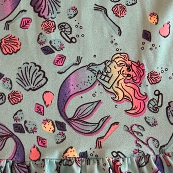 Disney Girls Mermaid Dress XS 4/5 Shell Pattern Sleeveless Ruffle Hem, y2k Retro - Picture 4 of 5